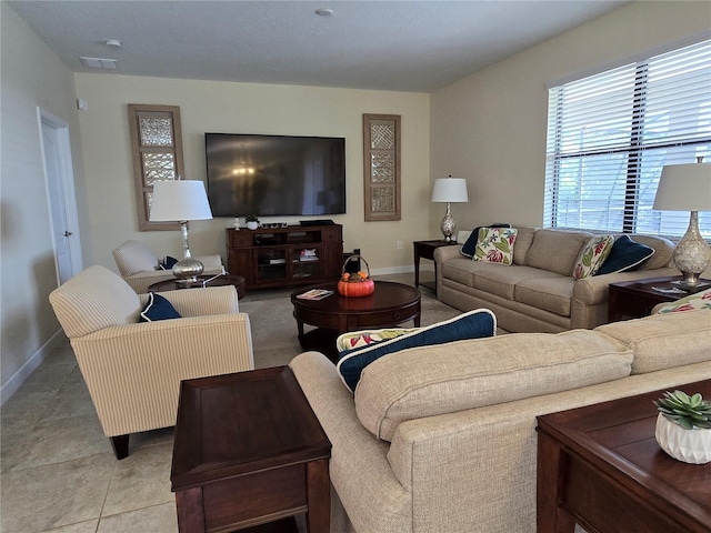 view of tiled living room