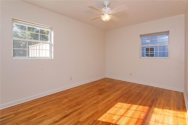 spare room featuring hardwood / wood-style floors and ceiling fan