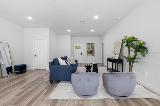 living room featuring light hardwood / wood-style flooring