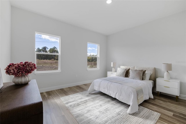 bedroom with wood-type flooring