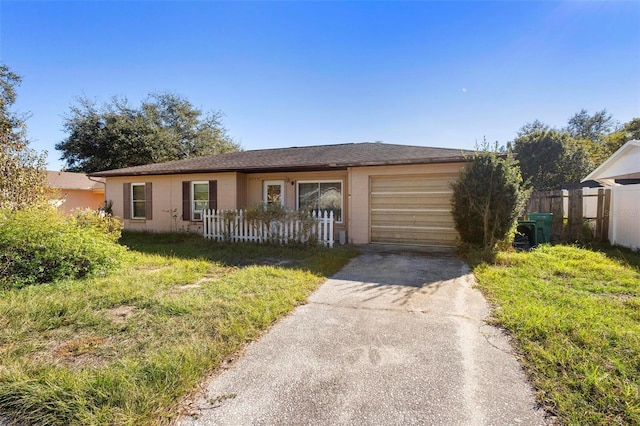 single story home with a garage