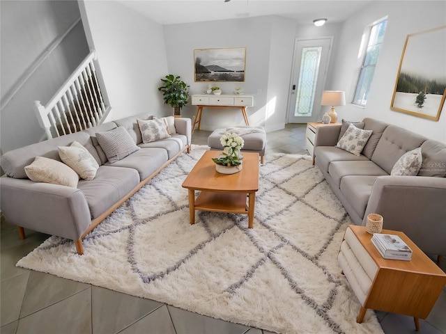 view of tiled living room