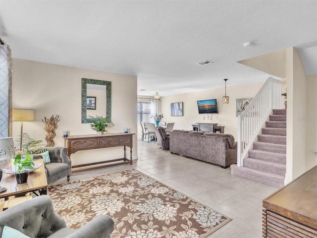 view of tiled living room