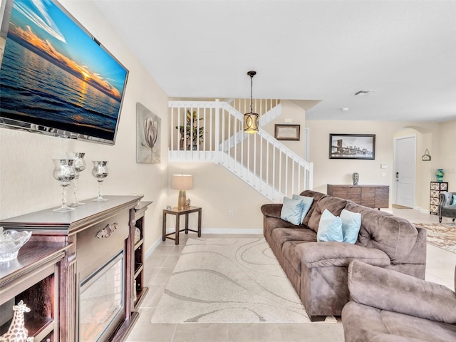 view of tiled living room