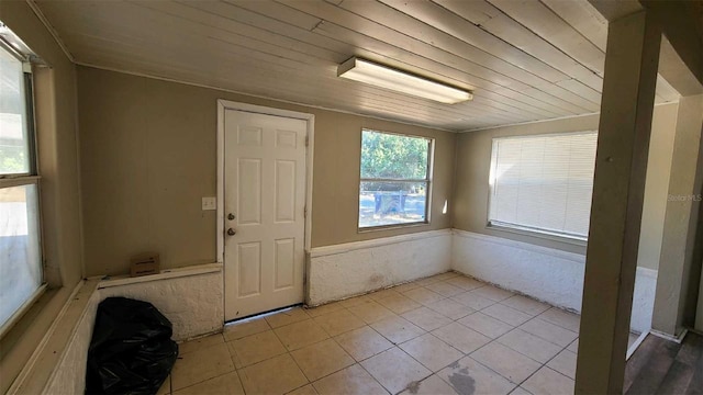 interior space featuring wood ceiling