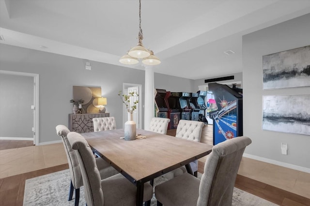 dining room with light hardwood / wood-style flooring