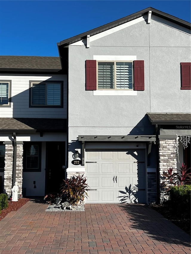 view of property featuring a garage