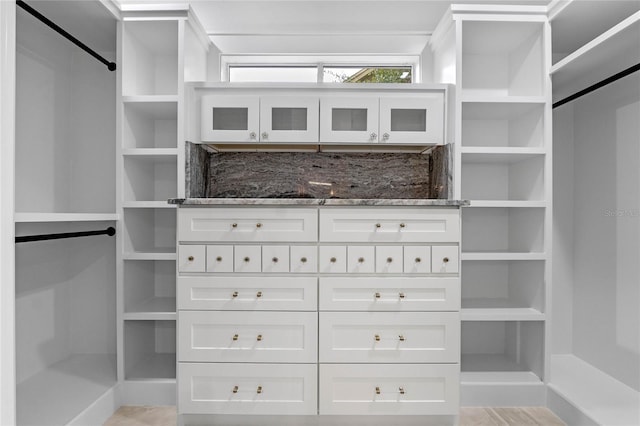 walk in closet featuring mail boxes