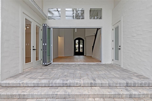 doorway to property featuring french doors