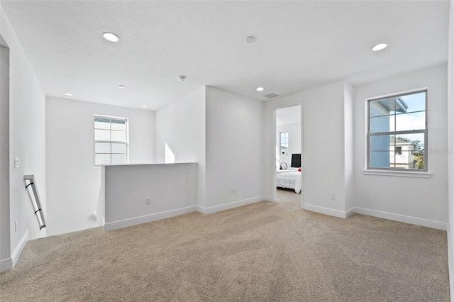 spare room featuring light carpet and a wealth of natural light