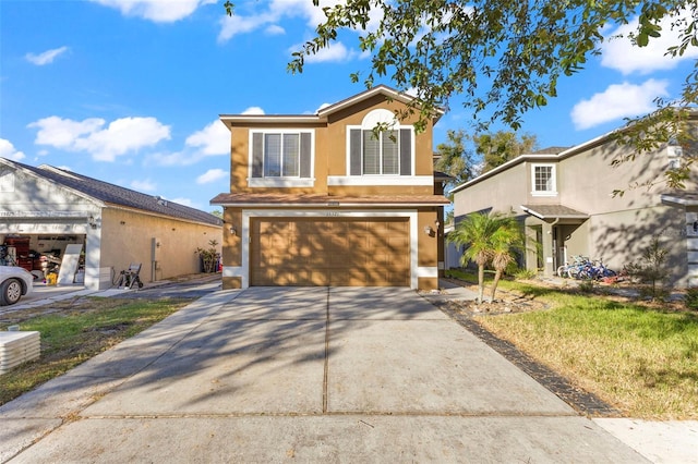 view of front of house with a garage