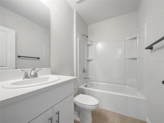 full bathroom featuring tile patterned floors, vanity, toilet, and bathing tub / shower combination