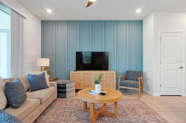 view of tiled living room