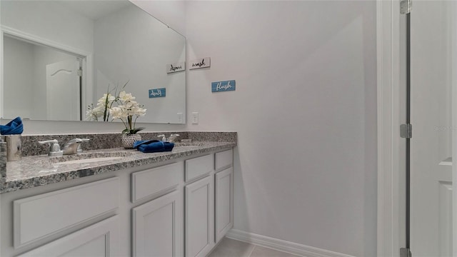 bathroom with tile patterned floors and vanity