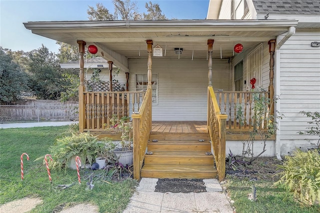 deck with a porch