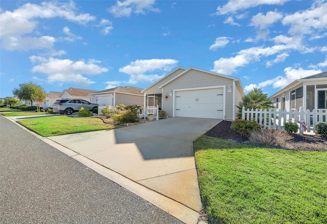 view of front facade with a garage and a front yard