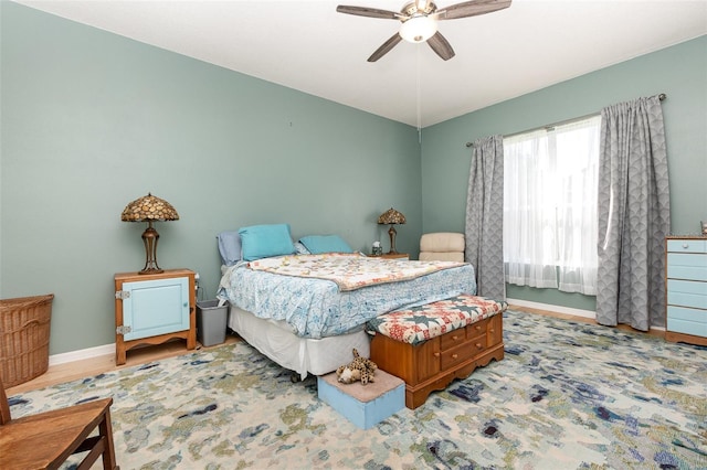 bedroom featuring ceiling fan