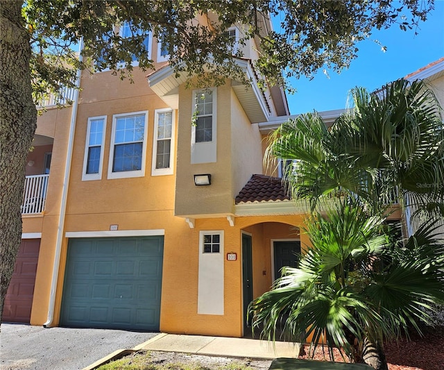 view of front of property with a garage