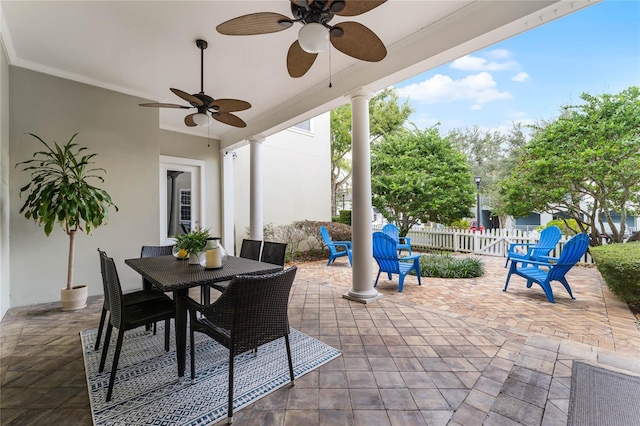 view of patio / terrace featuring ceiling fan