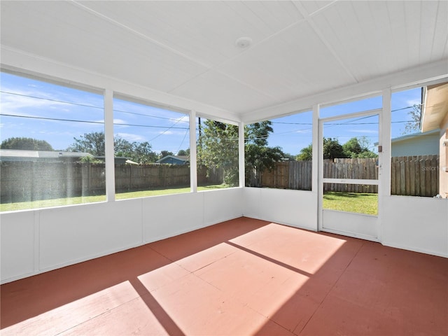 view of unfurnished sunroom