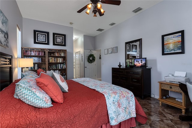 bedroom featuring ceiling fan