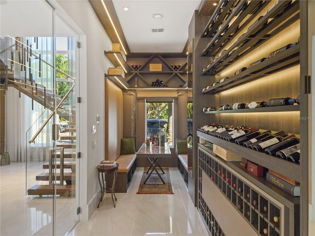 view of wine cellar