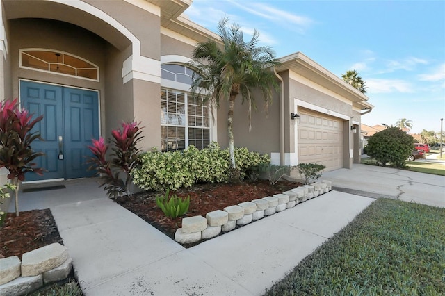 entrance to property with a garage