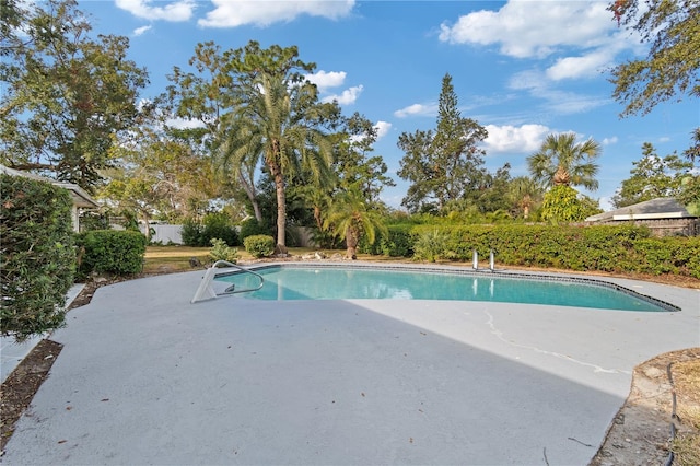 view of swimming pool featuring a patio