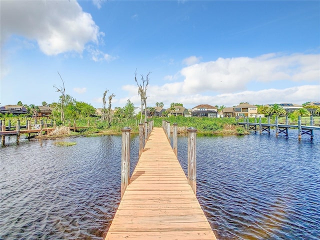 view of dock featuring a water view