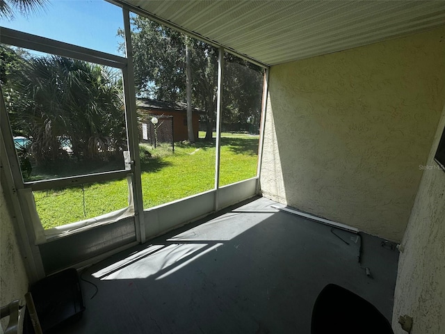 view of unfurnished sunroom