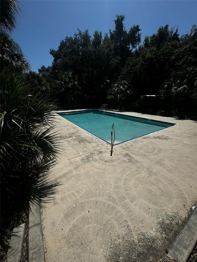 view of swimming pool with a patio area