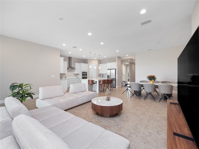 view of tiled living room