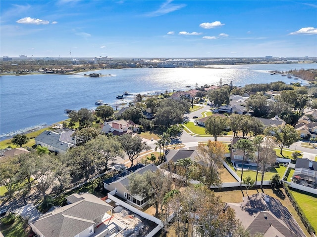 bird's eye view featuring a water view