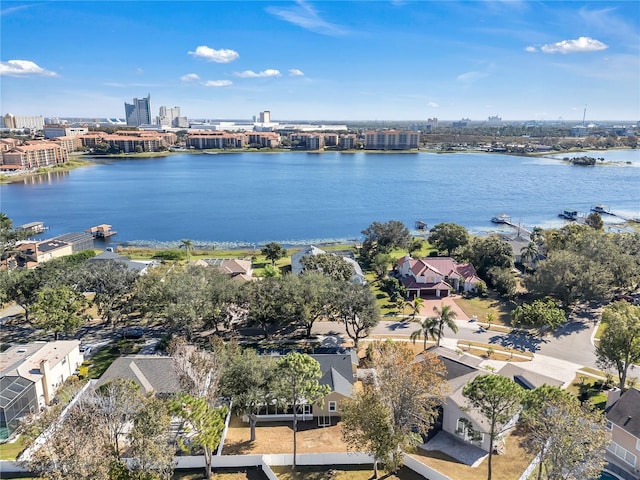 bird's eye view featuring a water view