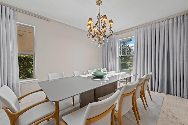 dining room featuring an inviting chandelier