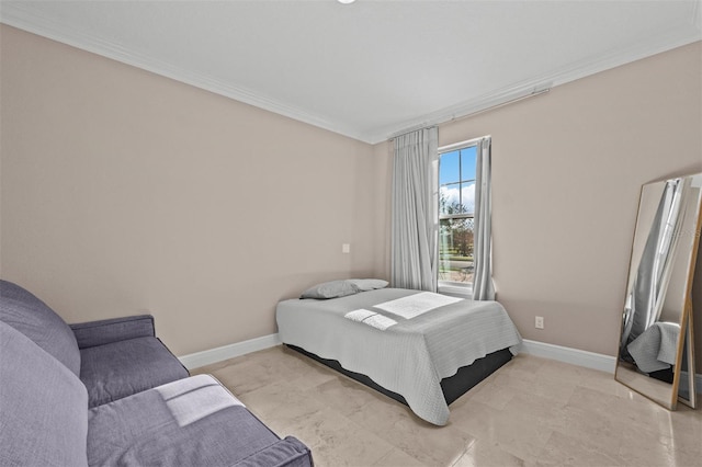 bedroom with crown molding