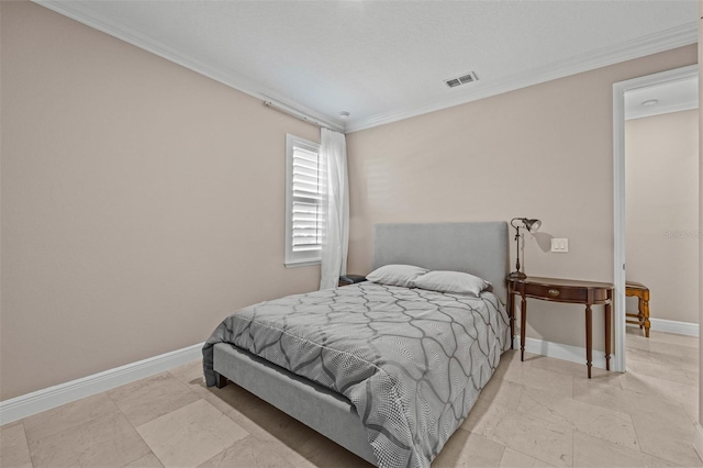 bedroom featuring ornamental molding