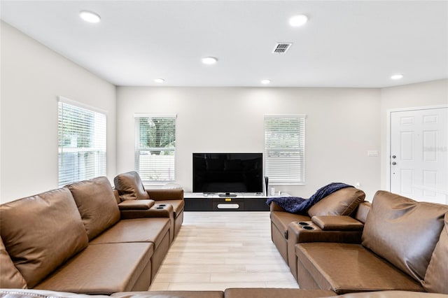 living room featuring light hardwood / wood-style flooring