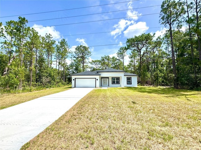 1523 W Citrus Springs Blvd, Citrus Springs, FL 34434 - view of front of property featuring a garage, driveway, a front lawn, and stucco siding
