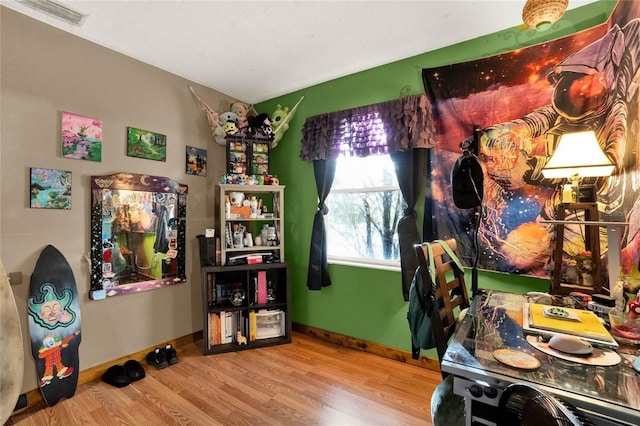 office space featuring hardwood / wood-style floors