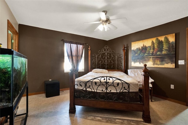 bedroom featuring ceiling fan