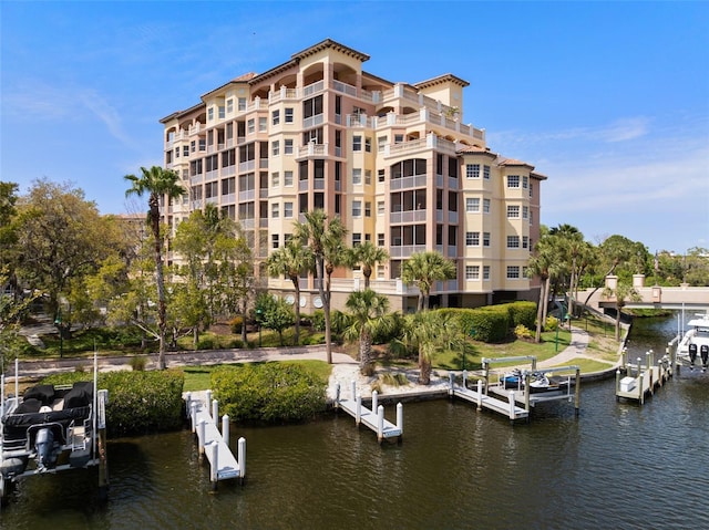 view of dock featuring a water view