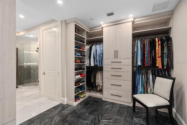 spacious closet featuring visible vents