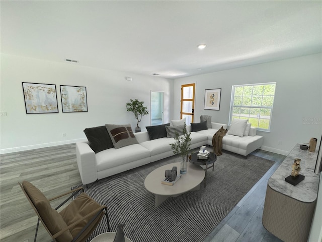 2416 SW 158th Pl, Ocala, FL 34473 - living room featuring wood finished floors, baseboards, and recessed lighting