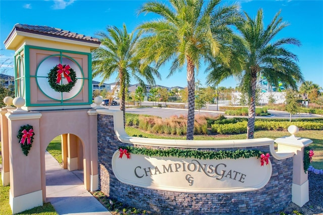 view of community sign