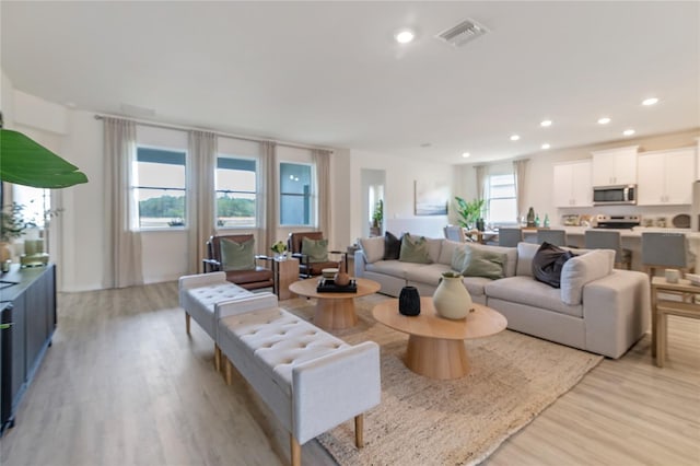 living room featuring light hardwood / wood-style floors