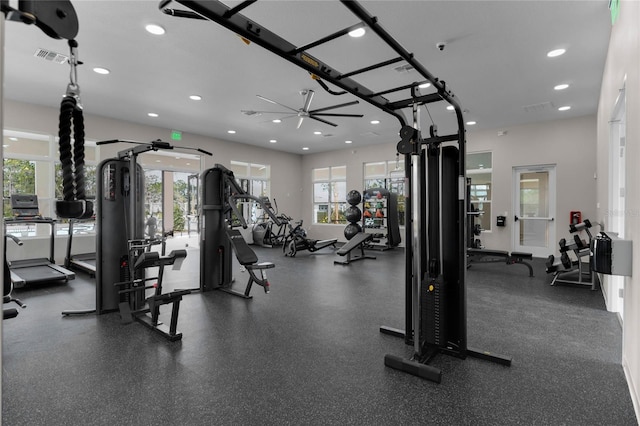 workout area featuring plenty of natural light