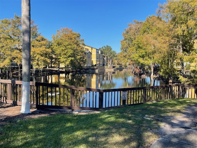 exterior space featuring a water view