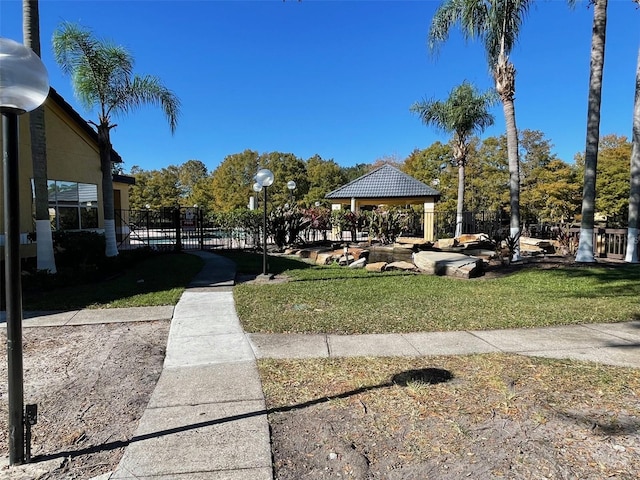 view of home's community featuring a gazebo and a lawn