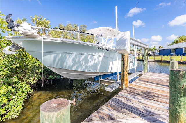 dock area featuring a water view